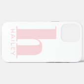 Blush Pink Einfache Monogramm und Name Case-Mate iPhone Hülle (Rückseite (Horizontal))