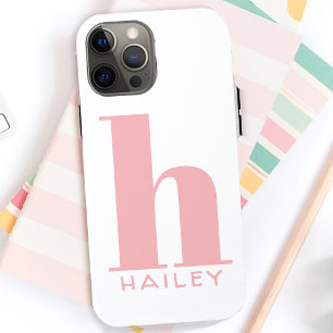 Blush Pink Einfache Monogramm und Name Case-Mate iPhone Hülle