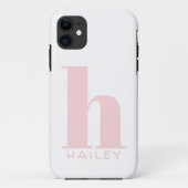 Blush Pink Einfache Monogramm und Name Case-Mate iPhone Hülle (Rückseite)