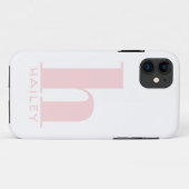 Blush Pink Einfache Monogramm und Name Case-Mate iPhone Hülle (Rückseite (Horizontal))