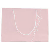 Blush Pink Einfache Schreibbezeichnung Bridesmaid Große Geschenktüte (Rückseite)