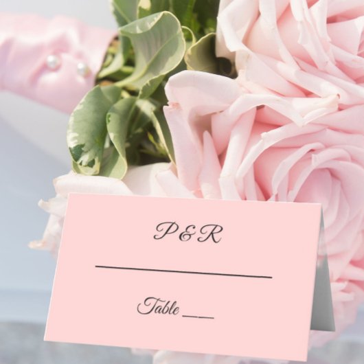 Blush Pink Einfache, stilisierte Script-Hochzeit Platzkarte