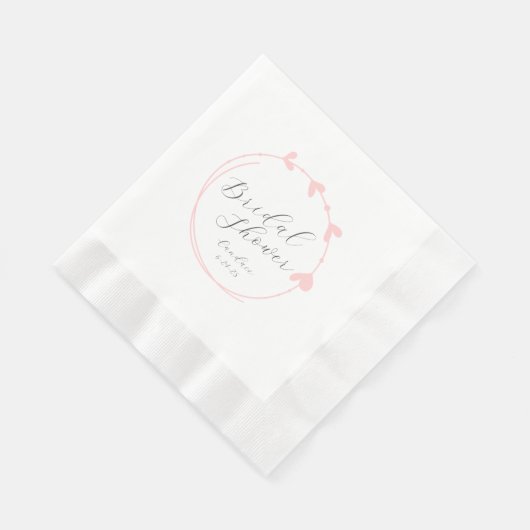 Blush Pink Einfaches Herzkranz-Brautparty Serviette (Ecke)