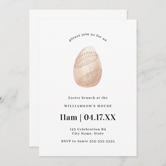 Blush Pink Einfaches Minimal Wasserfarben Ostereie Einladung (Vorne/Hinten)