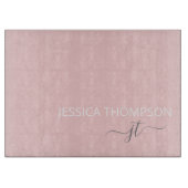 Blush Pink Einfaches Skript Name Girl Monogram Schneidebrett (Vorderseite)