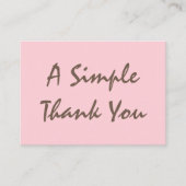 Blush Pink Einfaches Skript Vielen Dank Visitenkarte (Vorderseite)