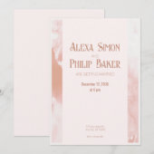 Blush-Pink-einfarbige Wasserfarbenhochzeit Einladung (Vorne/Hinten)