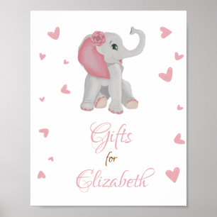 Blush Pink Elefant Geschenke Girl Baby Duschzeiche Poster