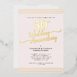 Blush Pink Elegant 50. Hochzeitstag Gold Folieneinladung