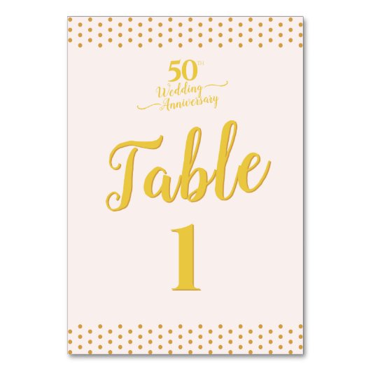 Blush Pink Elegant 50. Hochzeitstag Tischnummer (Rückseite)