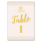 Blush Pink Elegant 50. Hochzeitstag Tischnummer (Vorderseite)