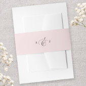 Blush Pink Elegant Einfache Mongram Hochzeit Einladungsbanderole