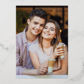 Blush Pink Elegant Foil Script Foto Hochzeit Folieneinladung (Rückseite)