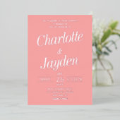 Blush Pink Elegant Foil Script Foto Hochzeit Folieneinladung (Stehend vorne)