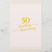 Blush Pink Elegant Menü zum 50. Hochzeitstag (Rückseite)