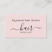 Blush Pink Elegant Script Hair Extension Business Visitenkarte (Vorderseite)