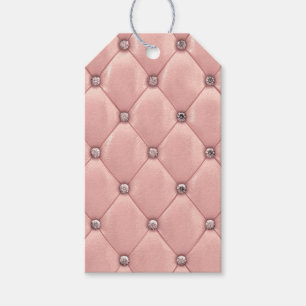 Blush Pink Elegant Tufted Metallic Leder Gefallen Geschenkanhänger