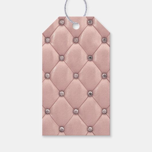 Blush Pink Elegant Tufted Metallic Leder Gefallen Geschenkanhänger (Vorderseite)