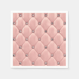 Blush Pink Elegant Tufted Metallic Leder Serviette