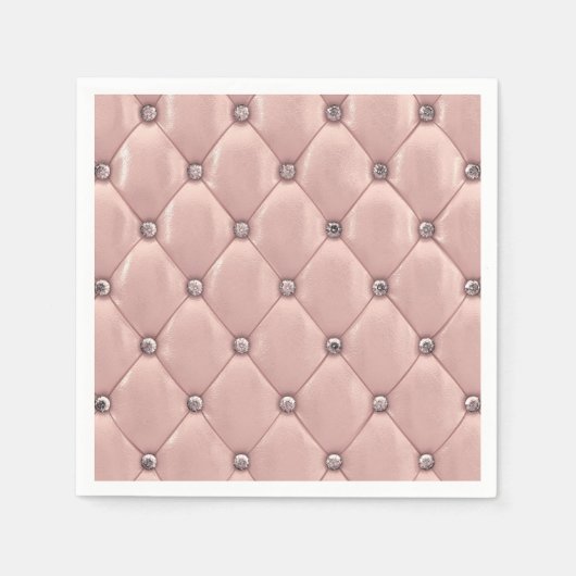 Blush Pink Elegant Tufted Metallic Leder Serviette (Vorderseite)