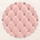 Blush Pink Elegant Tufted Metallic Leder Untersetzer (Vorderseite)
