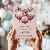 Blush Pink Elegant Vintage Glam Christmas Party Einladung