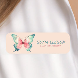 Blush Pink Elegant Watercolor Butterfly Mitarbeite Namensschild