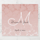 Blush Pink Elegant Wedding Empfang Monogram Schaumweinetikett (Einzelnes Label)