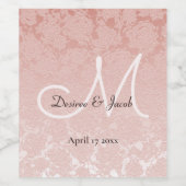 Blush Pink Elegant Wedding Empfang Monogram Weinetikett (Einzelnes Label)