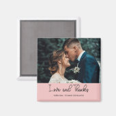 Blush Pink Elegant Wedding Love and Thanks Photo Magnet (Vorderseite/Rückseite)