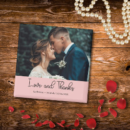 Blush Pink Elegant Wedding Love and Thanks Photo Magnet