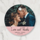 Blush Pink Elegant Wedding Love & Thanks Photo Geschenkanhänger (Vorderseite)