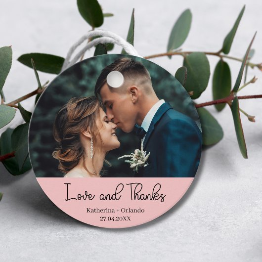 Blush Pink Elegant Wedding Love & Thanks Photo Geschenkanhänger