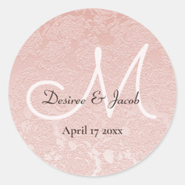 Blush Pink Elegant Wedding Monogram Runder Aufkleber