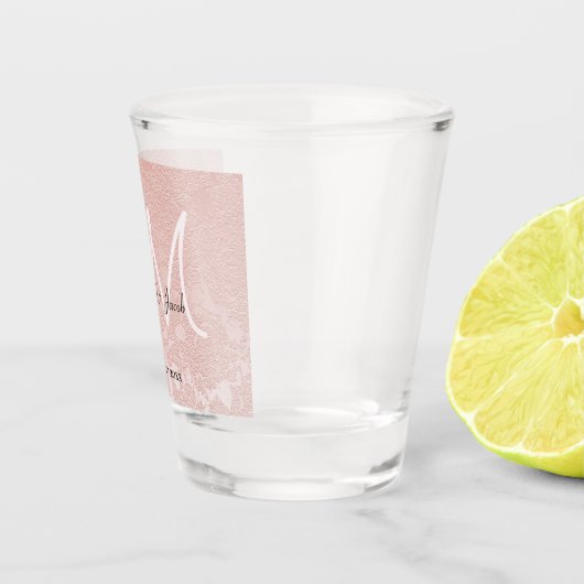 Blush Pink Elegant Wedding Monogram Schnapsglas (Rechts)