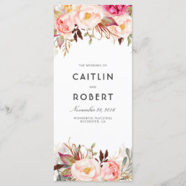 Blush Pink Elegante Blumenhochzeitprogramme Programm