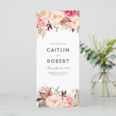 Blush Pink Elegante Blumenhochzeitprogramme Programm (Stehend Vorderseite)