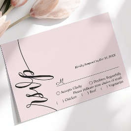 Blush Pink Elegante Calligraphy Wedding RSVP Card Karte