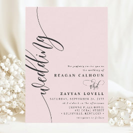 Blush Pink Elegante Kalligrafie Script Hochzeit Einladung
