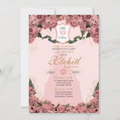 Blush Pink Elegante Prinzessin Royalty Quinceanera Einladung (Vorderseite)