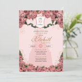 Blush Pink Elegante Prinzessin Royalty Quinceanera Einladung (Stehend Vorderseite)