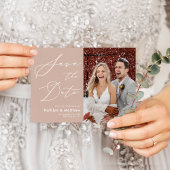 Blush Pink Elegante SkriptWedding Save the Date Ankündigungspostkarte