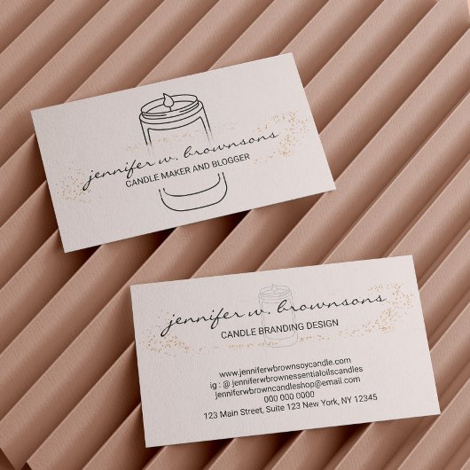 Blush Pink elegante Sockelkerze Visitenkarte