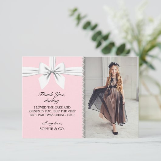 Blush Pink Elegante Tiffany Extravagantes Party Vi Dankeskarte (Stehend Vorderseite)