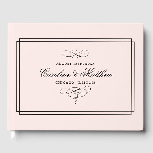 Blush Pink Elegante Wedding Guest Books Gästebuch (Vorderseite)