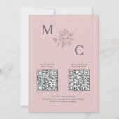 Blush Pink Eleganter QR Code Hochzeit Einladung (Rückseite)