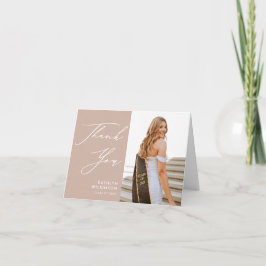 Blush Pink Elegantes Script Einfaches Foto Abschlu Dankeskarte