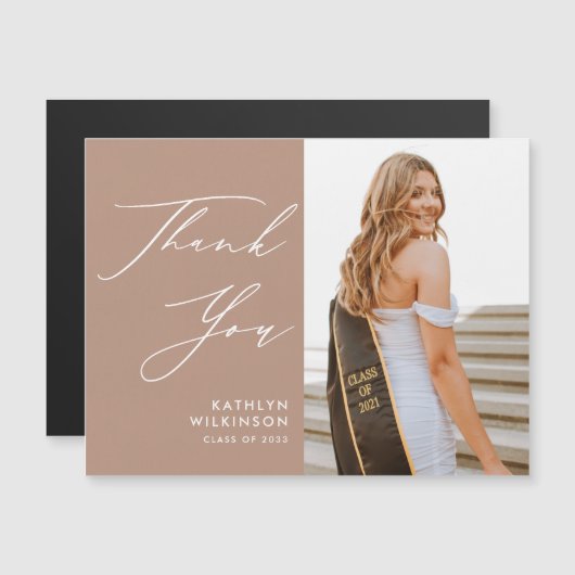 Blush Pink Elegantes Script Foto GRAD Vielen Dank Magnetkarte (Vorne/Hinten)