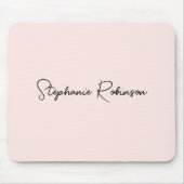 Blush Pink Elegantes Script Personalisiert Monogra Mousepad (Vorne)