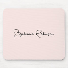 Blush Pink Elegantes Script Personalisiert Monogra Mousepad